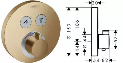Внешняя часть смесителя «Hansgrohe» ShowerSelect S 15743140 шлифованная бронза Внешняя часть смесителя «Hansgrohe» ShowerSelect S 15743140 шлифованная бронза