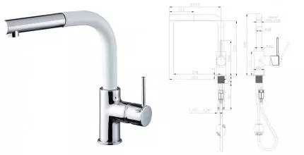 Смеситель для кухонной мойки «Rivelato» Ledro 9022201 с выдвижным изливом brina/cromo Смеситель для кухонной мойки «Rivelato» Ledro 9022201 с выдвижным изливом brina/cromo