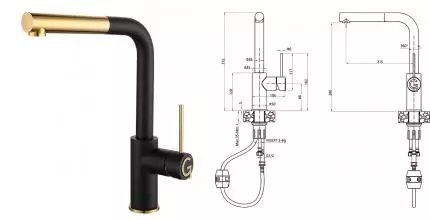 Смеситель для кухонной мойки «Rivelato» Albano 1573503 с выдвижным изливом antracite/oro Смеситель для кухонной мойки «Rivelato» Albano 1573503 с выдвижным изливом antracite/oro