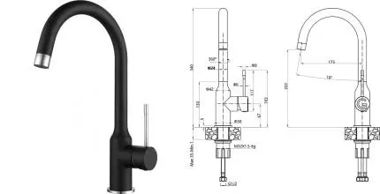 Смеситель для кухонной мойки «Rivelato» Garda 1923502 antracite/cromo Смеситель для кухонной мойки «Rivelato» Garda 1923502 antracite/cromo
