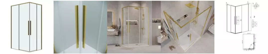 Душевой угол-ограждение «Grossman» Galaxy 300.K33.01.1070.32.00 100/70 прозрачный/золото сатин без поддона универсальный