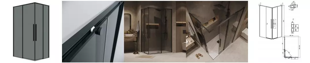 Душевой угол-ограждение «Grossman» Galaxy 300.K33.01.1280.21.10 120/80 тонированный/чёрный матовый без поддона универсальный Душевой угол-ограждение «Grossman» Galaxy 300.K33.01.1280.21.10 120/80 тонированный/чёрный матовый без поддона универсальный