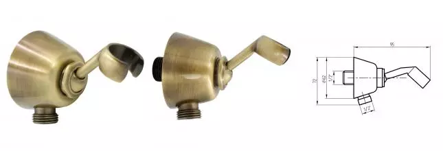 Подключение для душевого шланга «Migliore» Ricambi Classic 32570 с держателем для лейки бронза Подключение для душевого шланга «Migliore» Ricambi Classic 32570 с держателем для лейки бронза