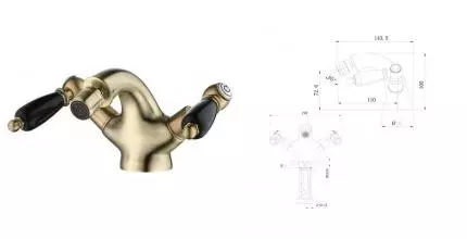 Смеситель для биде «Caprigo» Adria Classic Black Edition 03B-530-vot бронза