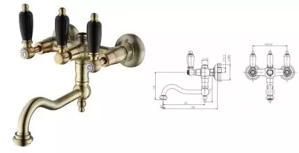 Смеситель для ванны «Caprigo» Adria Classic Black Edition 03B-518-vot бронза