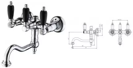 Смеситель для ванны «Caprigo» Adria Classic Black Edition 03B-518-crm хром