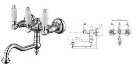 Смеситель для ванны «Caprigo» Adria Classic 03-518-crm хром