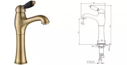 Смеситель для раковины «Caprigo» Adria Uno Black Edition 02B-525-vot с донным клапаном бронза