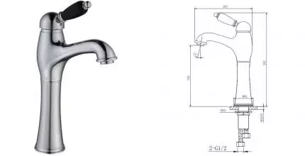 Смеситель для раковины «Caprigo» Adria Uno Black Edition 02B-525-crm с донным клапаном хром