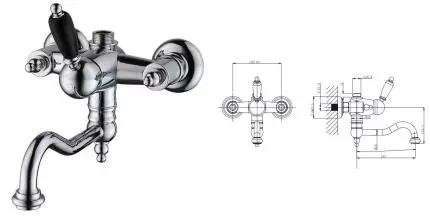 Смеситель для ванны «Caprigo» Adria Uno Black Edition 02B-519-crm хром