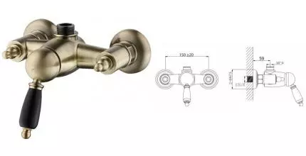 Смеситель для душа «Caprigo» Adria Uno Black Edition 02B-517-vot бронза