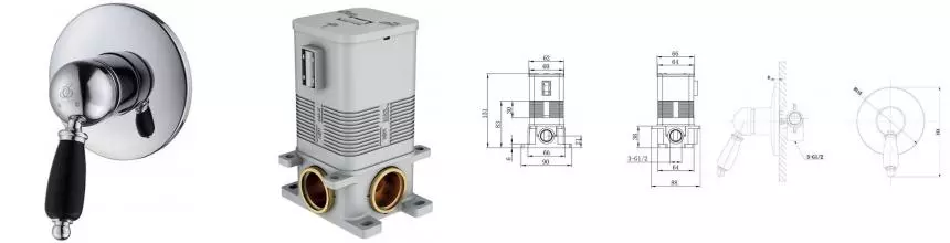 Смеситель для душа «Caprigo» Adria Uno Black Edition 02B-550-crm хром