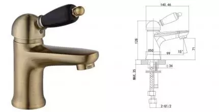 Смеситель для раковины «Caprigo» Adria Uno Black Edition 02B-522-vot с донным клапаном бронза Смеситель для раковины «Caprigo» Adria Uno Black Edition 02B-522-vot с донным клапаном бронза