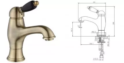 Смеситель для раковины «Caprigo» Adria Uno Black Edition 02B-520-vot с донным клапаном бронза