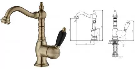 Смеситель для раковины «Caprigo» Adria Uno Black Edition 02B-524-vot с донным клапаном бронза