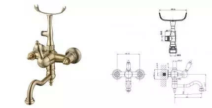 Смеситель для ванны «Caprigo» Adria Uno Metal Edition 02M-511-vot бронза
