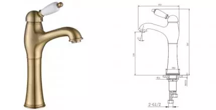 Смеситель для раковины «Caprigo» Adria Uno 02-525-vot с донным клапаном бронза