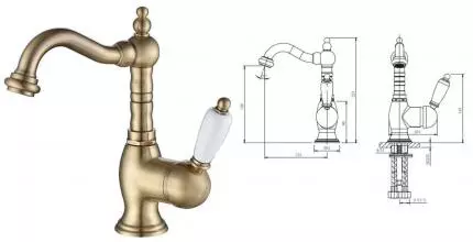 Смеситель для раковины «Caprigo» Adria Uno 02-524-vot с донным клапаном бронза