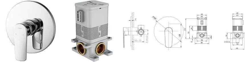 Смеситель для душа «Caprigo» Atlantic 51-050-crm хром