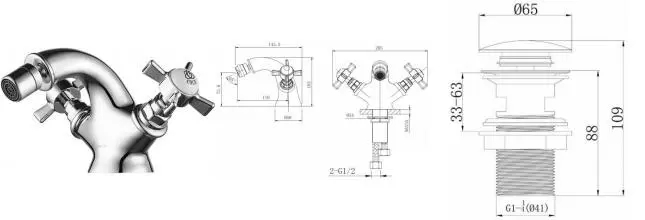 Смеситель для биде «Caprigo» Bristol 21-530-crm с донным клапаном хром Смеситель для биде «Caprigo» Bristol 21-530-crm с донным клапаном хром