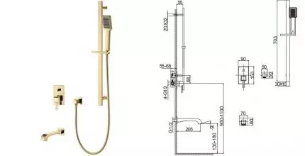 Смеситель для ванны «Caprigo» Diamante 50-210-oro золото