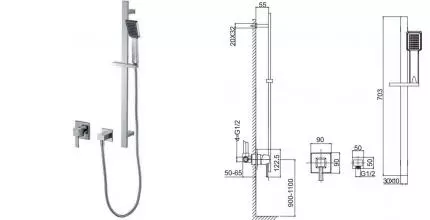 Смеситель для душа «Caprigo» Diamante 50-115-crm хром