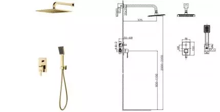Душевая система «Caprigo» Diamante 50-215-oro золото