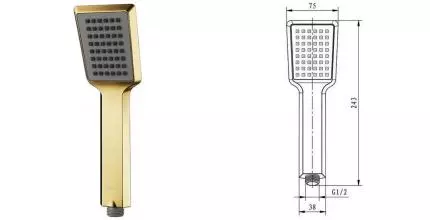 Ручная лейка «Caprigo» Diamante 50-160-oro золото