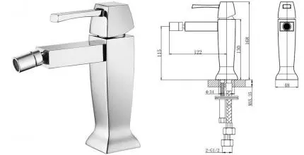 Смеситель для биде «Caprigo» Diamante 50-030-crm с донным клапаном хром