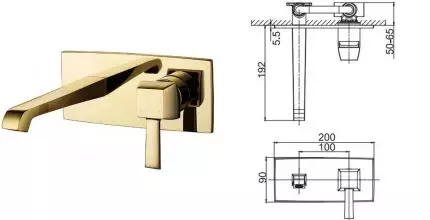 Смеситель для раковины «Caprigo» Diamante 50-027-oro золото