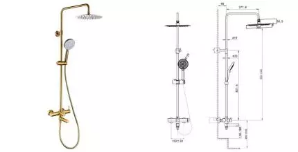 Душевая система «Caprigo» Don 53-310-BRG матовое золото Душевая система «Caprigo» Don 53-310-BRG матовое золото