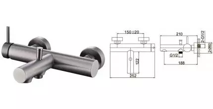 Смеситель для ванны «Caprigo» Don 53-011-GUN оружейная сталь Смеситель для ванны «Caprigo» Don 53-011-GUN оружейная сталь