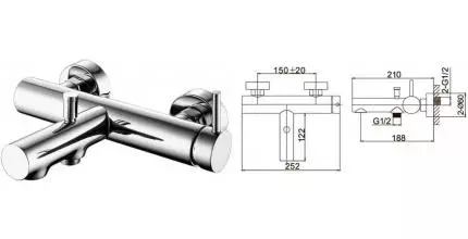 Смеситель для ванны «Caprigo» Don 53-011-CRM хром Смеситель для ванны «Caprigo» Don 53-011-CRM хром