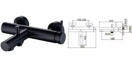 Смеситель для ванны «Caprigo» Don 53-011-NER чёрный матовый Смеситель для ванны «Caprigo» Don 53-011-NER чёрный матовый