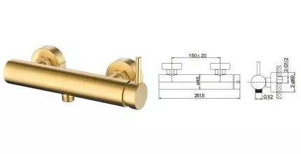 Смеситель для душа «Caprigo» Don 53-016-BRG матовое золото Смеситель для душа «Caprigo» Don 53-016-BRG матовое золото