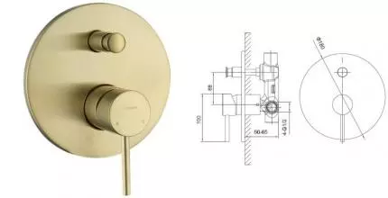 Смеситель для душа «Caprigo» Don 53-051-BRG матовое золото