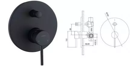 Смеситель для душа «Caprigo» Don 53-051-NER чёрный матовый Смеситель для душа «Caprigo» Don 53-051-NER чёрный матовый