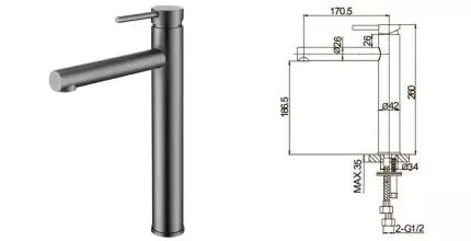 Смеситель для раковины «Caprigo» Don 53-023-GUN оружейная сталь Смеситель для раковины «Caprigo» Don 53-023-GUN оружейная сталь