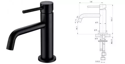 Смеситель для раковины «Caprigo» Don 53-022-NER чёрный матовый Смеситель для раковины «Caprigo» Don 53-022-NER чёрный матовый