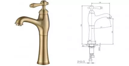 Смеситель для раковины «Caprigo» Fonte 12-525-vot с донным клапаном бронза