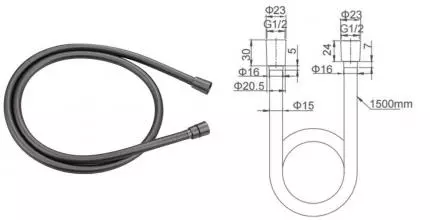 Душевой шланг «Caprigo» Parts 98-515-GUN 150 см оружейная сталь