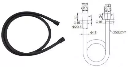 Душевой шланг «Caprigo» Parts 98-515-NER 150 см чёрный матовый
