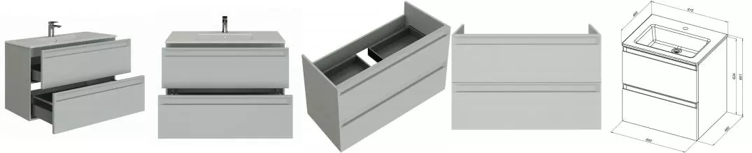 Тумба с раковиной «Allen Brau» Eclipse 2.0 60 (Fantasy Flat 62 с переливом) подвесная рapyrus white matt