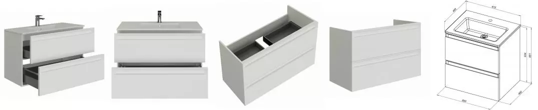 Тумба с раковиной «Allen Brau» Eclipse 2.0 61 (Fantasy Flat 62 с переливом (301291)) подвесная white matt (334013)