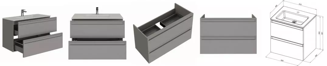 Тумба с раковиной «Allen Brau» Eclipse 2.0 60 (Fantasy Flat 62 с переливом) подвесная platinum grey matt