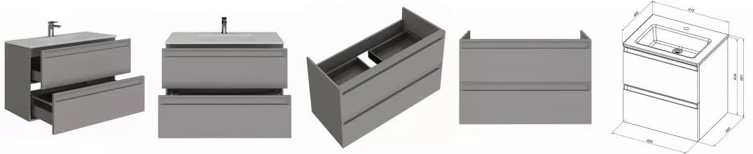 Тумба с раковиной «Allen Brau» Eclipse 2.0 60 (Fantasy 62) подвесная platinum grey matt