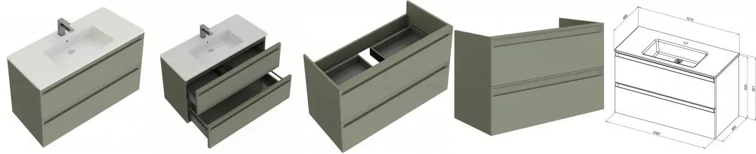 Тумба с раковиной «Allen Brau» Eclipse 2.0 100 (Fantasy 101 с переливом) подвесная cement grey matt