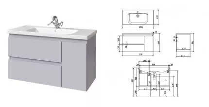 Тумба с раковиной «Caprigo» Форте 100 (Soft 100) подвесная стилл правая Тумба с раковиной «Caprigo» Форте 100 (Soft 100) подвесная стилл правая