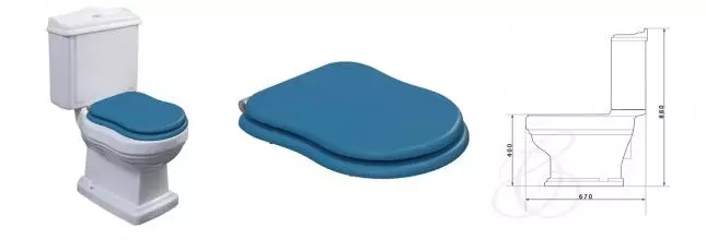 Унитаз компакт «Caprigo» Borgo 3813/KFe-BC-B136 (петли хром) белый с сиденьем синее