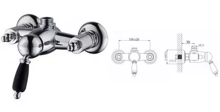 Смеситель для душа «Caprigo» Adria Uno Black Edition 02B-517-crm хром